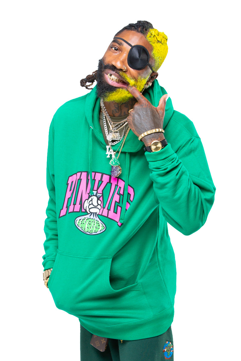 Pink outlet green hoodie